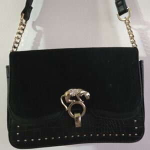 Topshop Black Crossbody Bag with Gold Chain